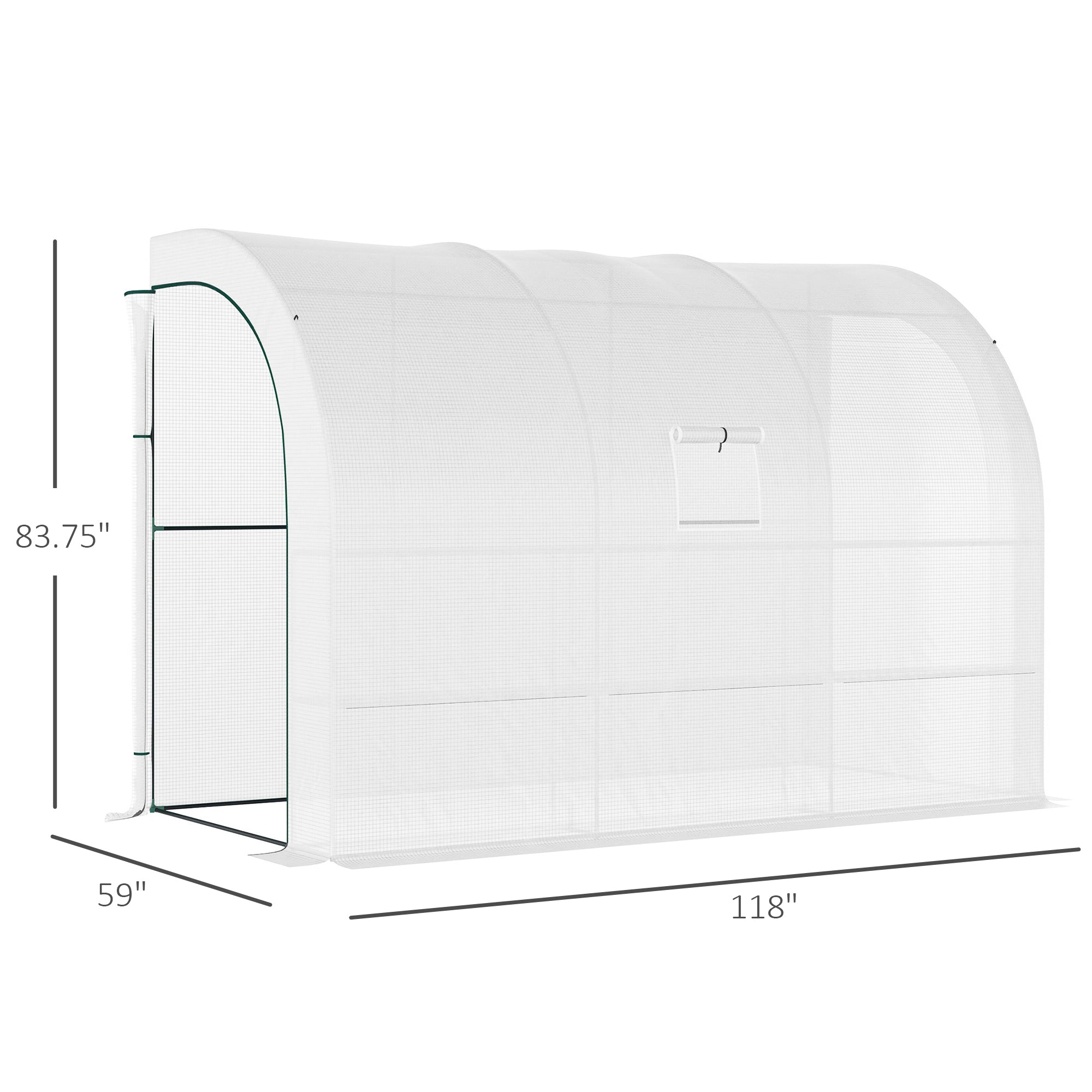 10' x 5' x 7' Outdoor Walk-In Greenhouse, Plant Nursery with Zippered Doors, PE Cover and 3 Wire Shelves