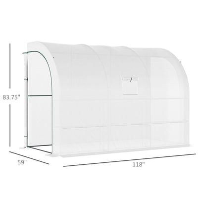 10' x 5' x 7' Outdoor Walk-In Greenhouse, Plant Nursery with Zippered Doors, PE Cover and 3 Wire Shelves