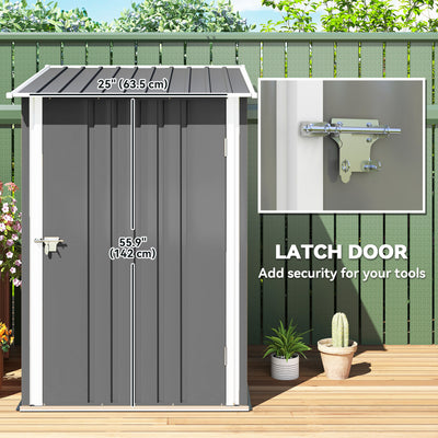 Outdoor 3.3' x 3.4' Lean-to Garden Storage Shed, Galvanized Steel Tool House with Lockable Door for Patio