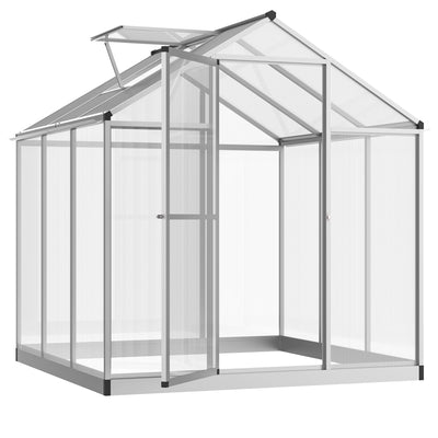 6' L x 6' W Walk-In Polycarbonate Greenhouse with Roof Vent for Ventilation & Rain Gutter for Winter