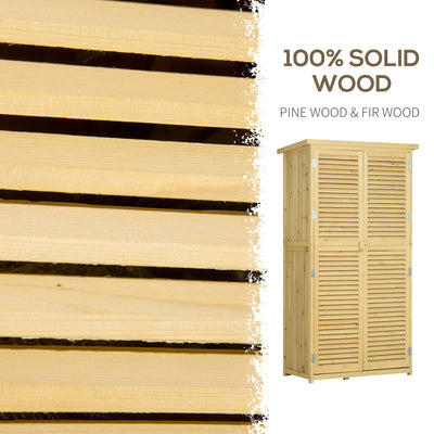 5' x 3' Wooden Garden Storage Shed, Sheds & Outdoor Storage with Asphalt Roof & 2 Large Wood Doors with Lock, Natural