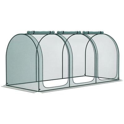 9' x 4' Crop Cage, Plant Protection Tent with Three Zippered Doors, Steel Frame, Storage Bag and 4 Ground Stakes, for Garden, Yard, Lawn