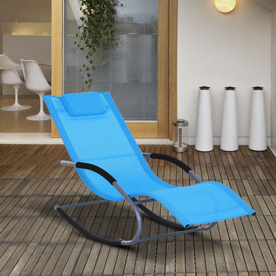 Zero Gravity Rocking Chair Outdoor Chaise Lounge Chair Recliner Rocker with Detachable Pillow and Weather-Fighting Fabric for Patio, Deck, Pool