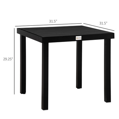 Patio Dining Table for 4, Rectangular Aluminum Outdoor Table for Garden Lawn Backyard, Black