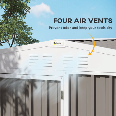 8 x 4ft Outdoor Garden Shed, Metal Shed with Air Vents and Lock for Backyard, Garden, Patio, Warm