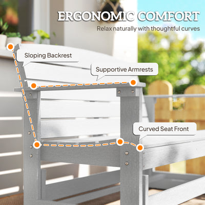 Patio Glider Bench w/ HDPE Slatted Double Rocking Chair