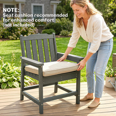 All-Weather Patio Chair, HDPE Patio Dining Chair, Heavy Duty Wood-Like Outdoor Furniture for Garden, Backyard, Deck, Porch, Lawn