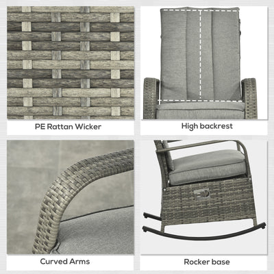PE Rattan Rocking Recliner with Footrest