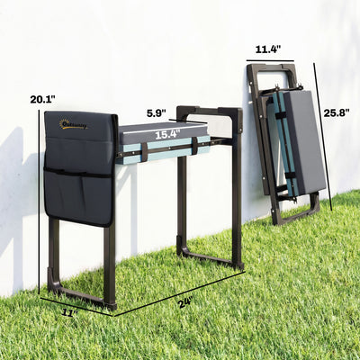 Garden Kneeler and Seat, Heavy Duty Foldable Gardening Stool with Thicker Soft Kneeling Pad, Extendable Steel Leg