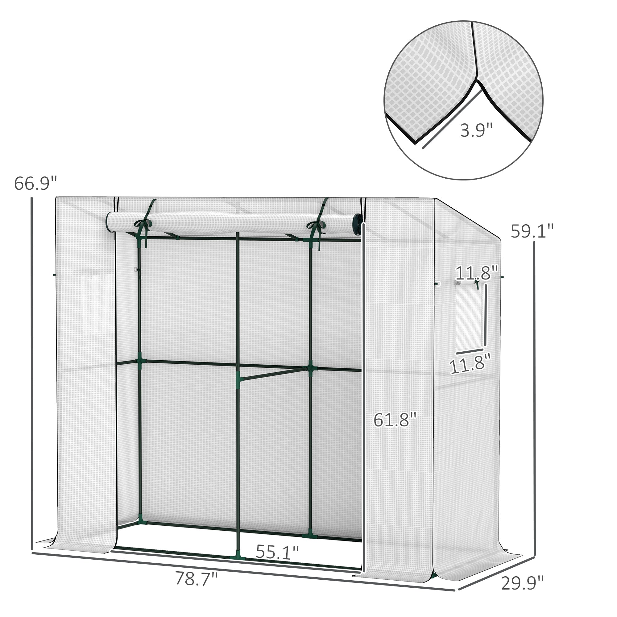 Walk-in Portable Greenhouse Small Greenhouse for Outdoors with UV-resistant PE Cover, 6.6' x 2.5' x 5.6'