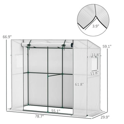 Walk-in Portable Greenhouse Small Greenhouse for Outdoors with UV-resistant PE Cover, 6.6' x 2.5' x 5.6'
