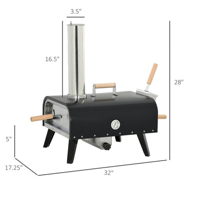 Pellet Wood Fired Pizza Oven, Outdoor Pizza Maker with 12" Rotating Stone, Peel and Waterproof Cover