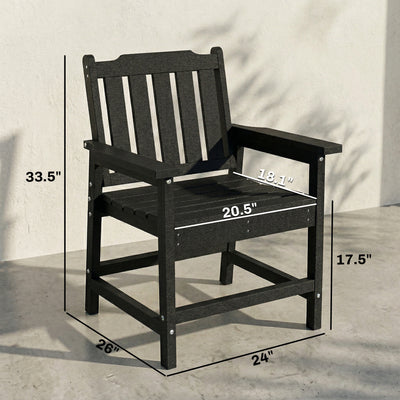 All-Weather Patio Chair, HDPE Patio Dining Chair, Heavy Duty Wood-Like Outdoor Furniture for Garden, Backyard, Deck, Porch, Lawn