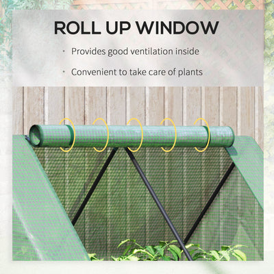 Raised Garden Bed with Cover, Outdoor Galvanized Metal Planter Box Kit, 4 x 3 ft Mini Greenhouse with 2 Large Screen Windows, for Growing Flowers, Vegetables and Herbs