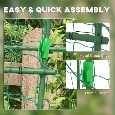 Metal Garden Trellis, Arch Trellis for Climbing Plants Outdoor, A-Frame, with Climbing Net, 57" x 66" x 81", Green