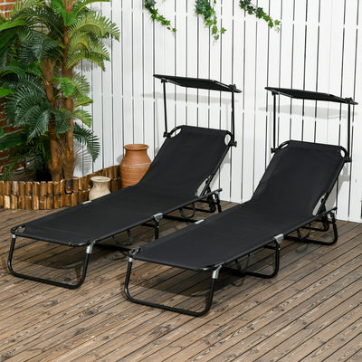 Chaise Pool Lounge Chairs Set of 2, Outdoor Sun Tanning Chairs, Reclining Back, Steel Frame and Side Pocket