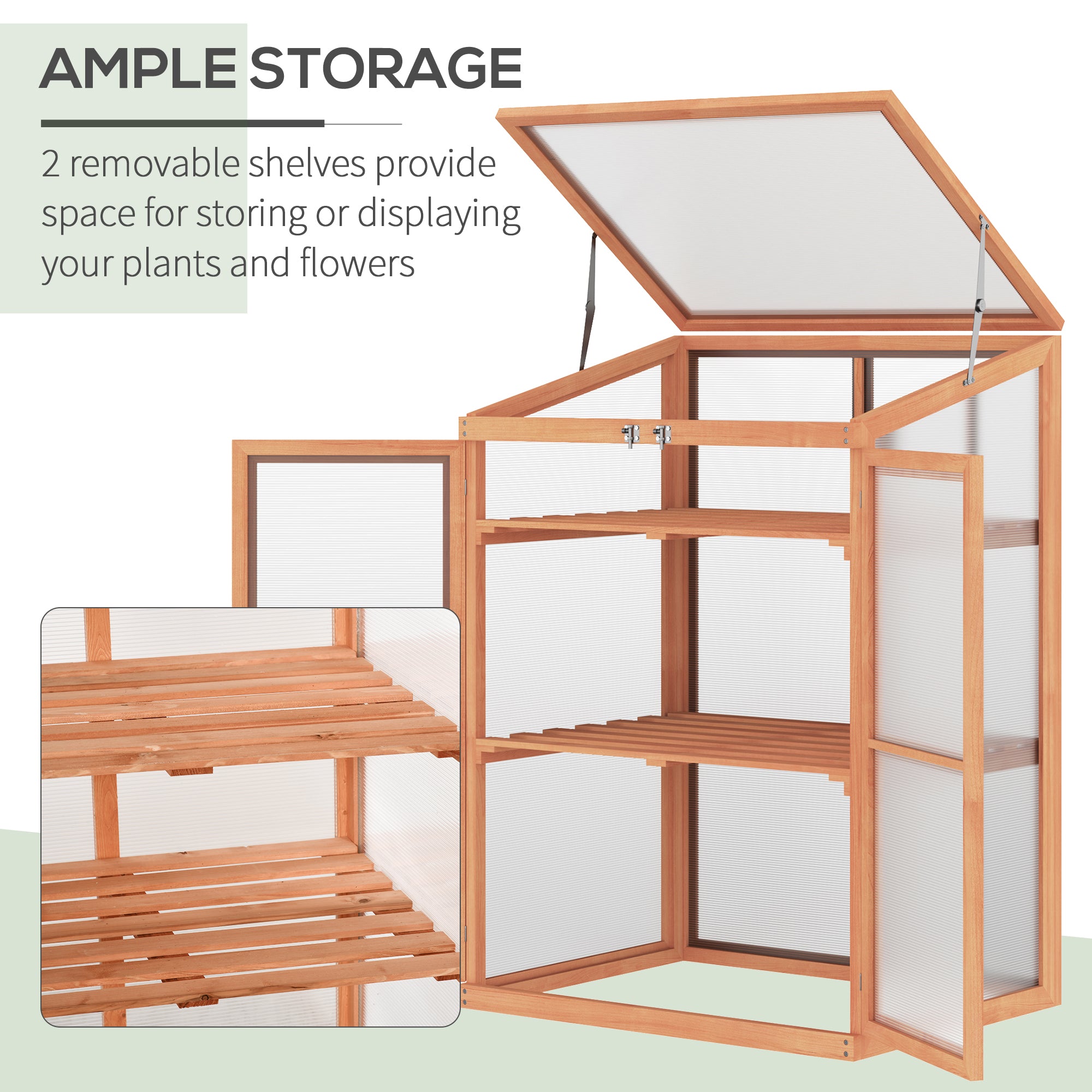 Wooden Cold Frame Greenhouse Small Mini Planter Box, 30" L x 24" W x 44" H