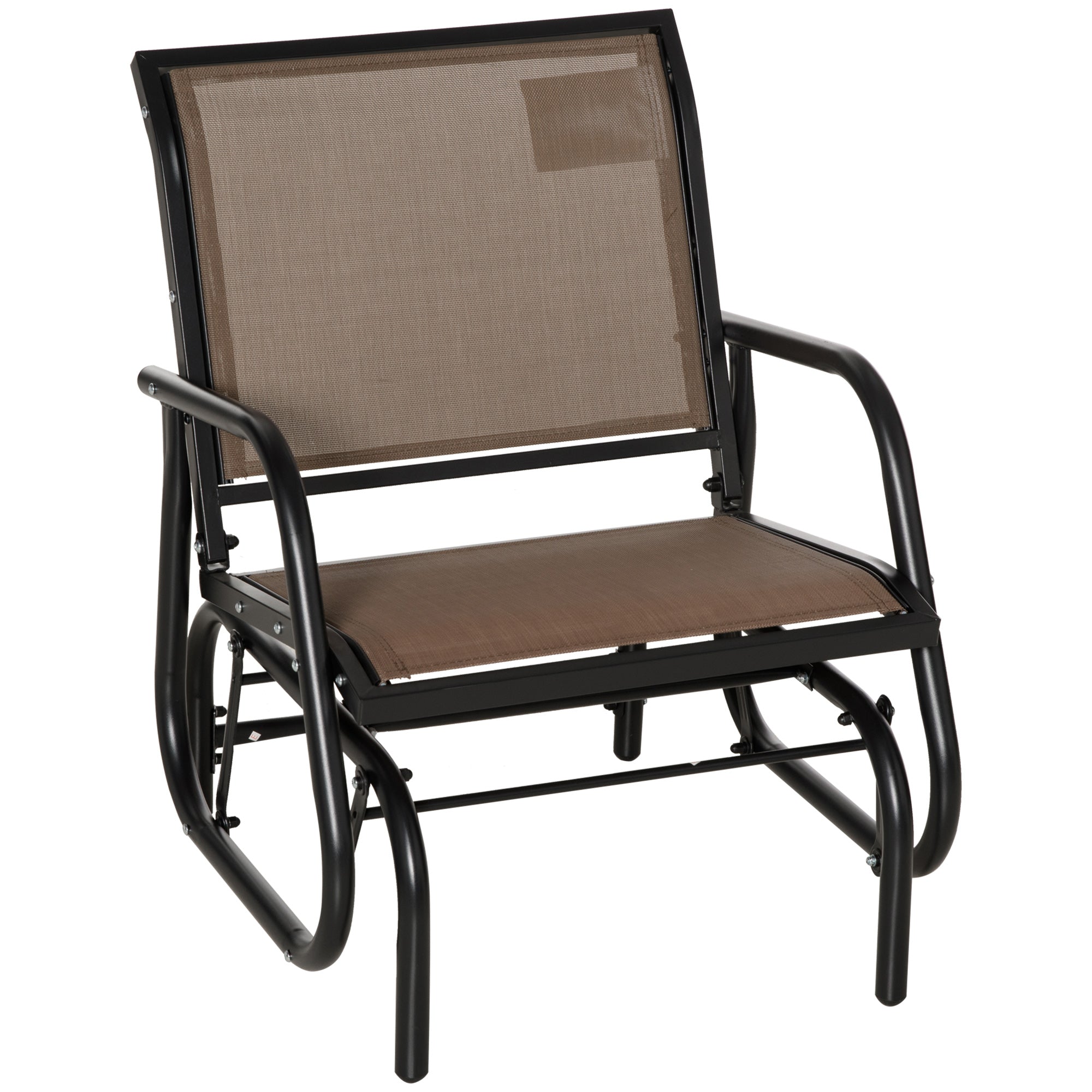 Outdoor Glider Chair, Steel Swing Chai with Curved Armrests for Porch, Garden, Poolside, Balcony