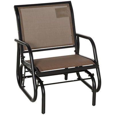 Outdoor Glider Chair, Steel Swing Chai with Curved Armrests for Porch, Garden, Poolside, Balcony