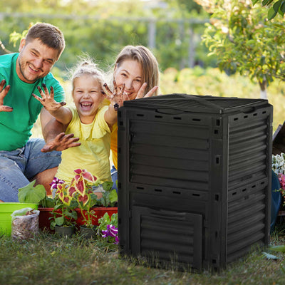Garden Compost Bin 80 Gallon Outdoor Large Capacity Composter Fast Create Fertile Soil Aerating Box, Easy Assembly