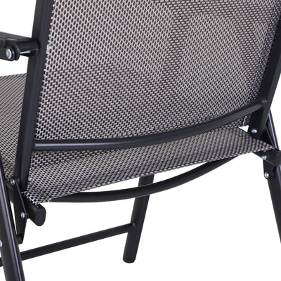 Set of 2 Outdoor Folding Chairs, Stackable Patio Dining Chairs with Armrests, Metal Frame, Gray