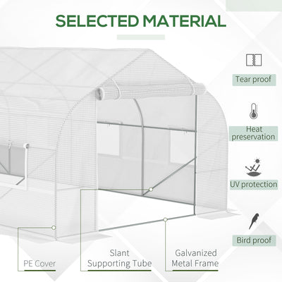 20' x 10' x 7' Walk-in Tunnel Greenhouse with Zippered Mesh Door and 8 Mesh Windows, Gardening Plant Hot House with Galvanized Steel Hoops