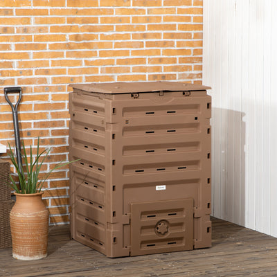 Garden Compost Bin, 120 Gallon (450L) Garden Composter, BPA Free, with 80 Vents and 2 Sliding Doors, Lightweight & Sturdy, Fast Creation of Fertile Soil