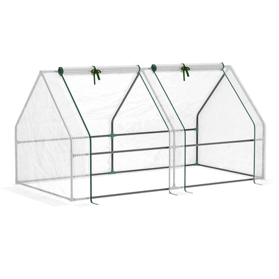6' x 3' x 3' Mini Greenhouse with Zippered Doors & Roll-up Windows, Portable Plant Hot House with Durable PE Cover, Water Resistant, UV Protected for Outdoor Flowers, Vegetables, Green