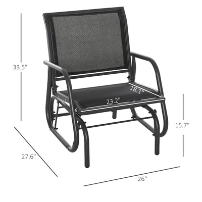 Outdoor Glider Chair, Steel Swing Chai with Curved Armrests for Porch, Garden, Poolside, Balcony