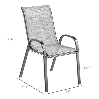 Set of 4 Outdoor Dining Chairs, Stackable Patio Chairs with High Back, Breathable Mesh Seat for Garden Lawn