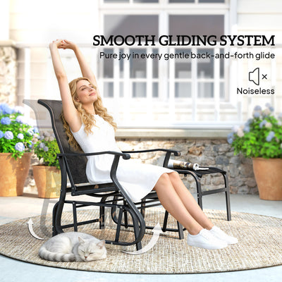 Outdoor Glider with Ottoman, Patio Glider Chair Set with High Back, Wide Seat for Porch, Garden, Backyard