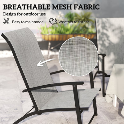 Set of 2 Outdoor Dining Chairs with High Back, Armrests, Folding Patio Chairs for Patio, Lawn, Camping