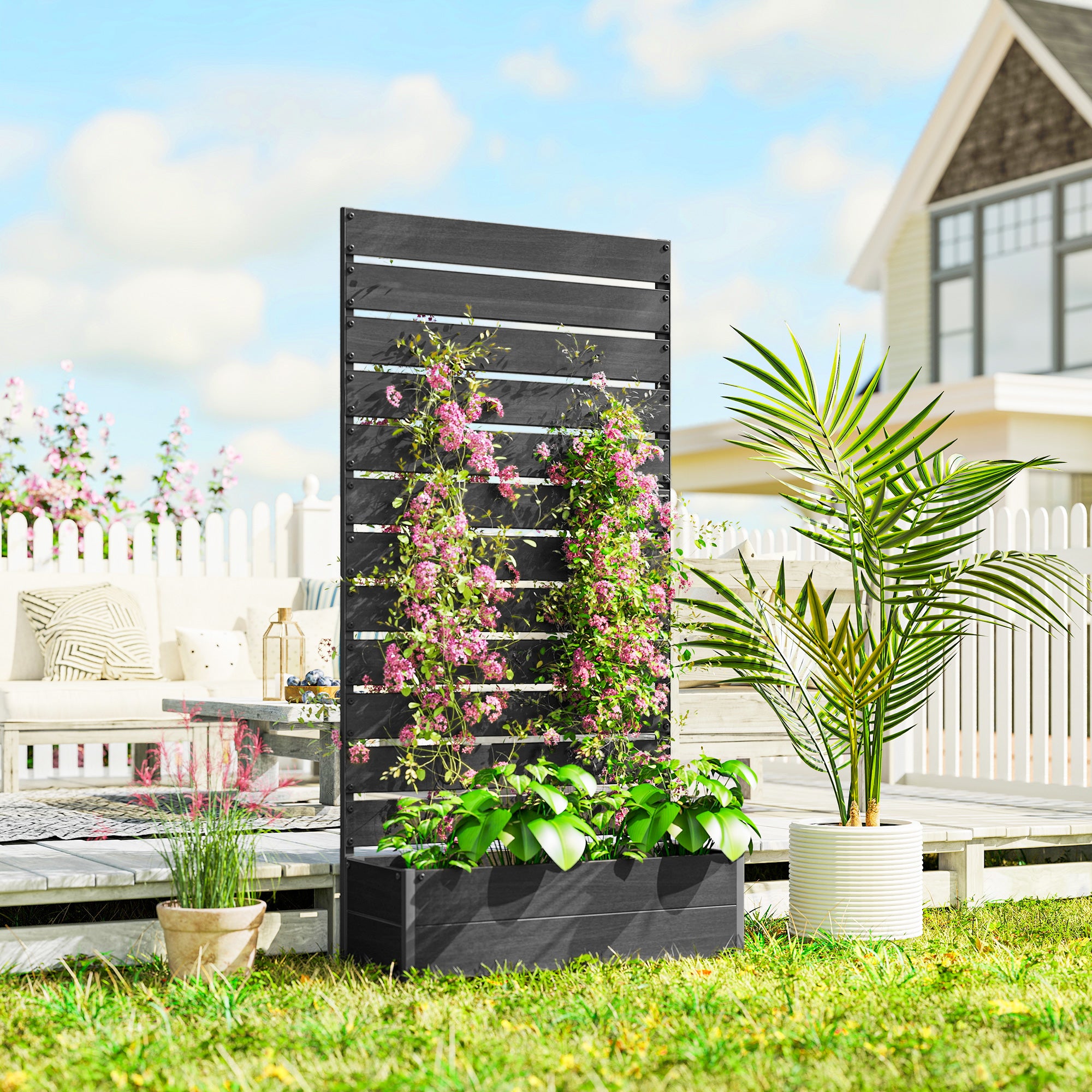 Trellis Planter for Climbing Plants, Raised Garden Bed with Trellis, Planter Box for Outdoor Garden