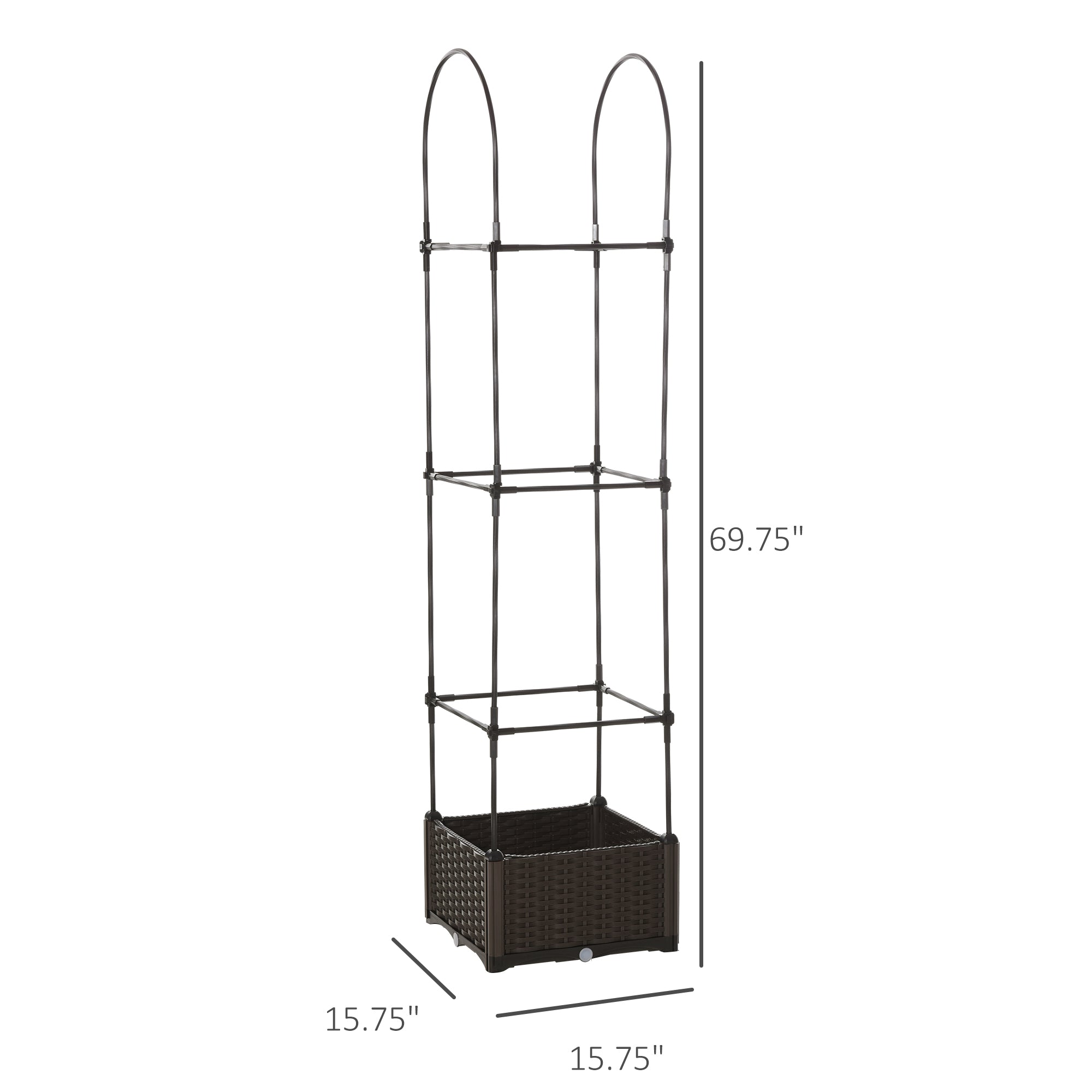 6' Raised Garden Bed Planter with Trellis, Self-Watering Disk, Drainage Holes & Steel Frame for Climbing Plants