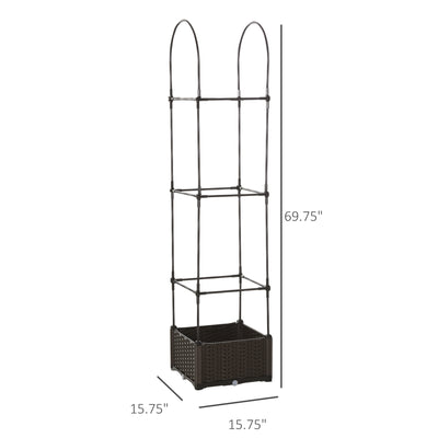 6' Raised Garden Bed Planter with Trellis, Self-Watering Disk, Drainage Holes & Steel Frame for Climbing Plants