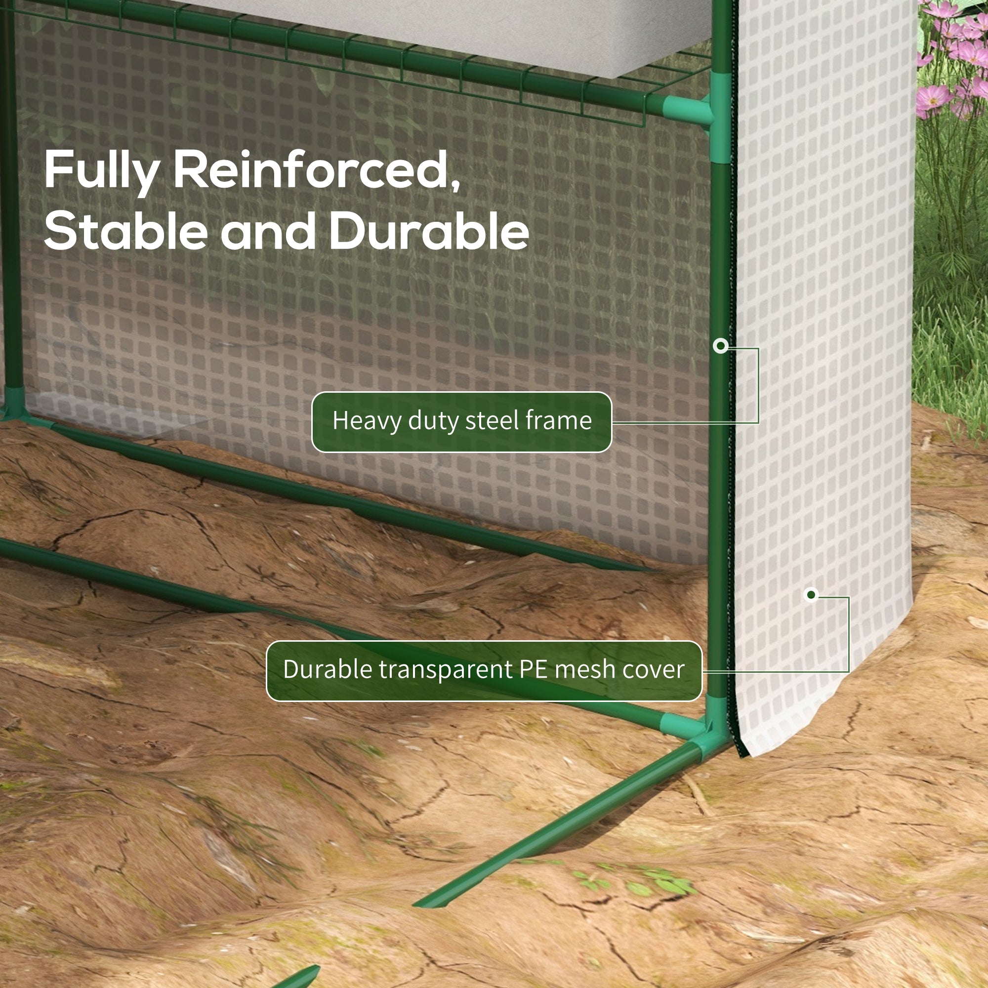 8' x 6' x 7' Temporary Greenhouse for Growing Flowers with Mesh Door & Windows