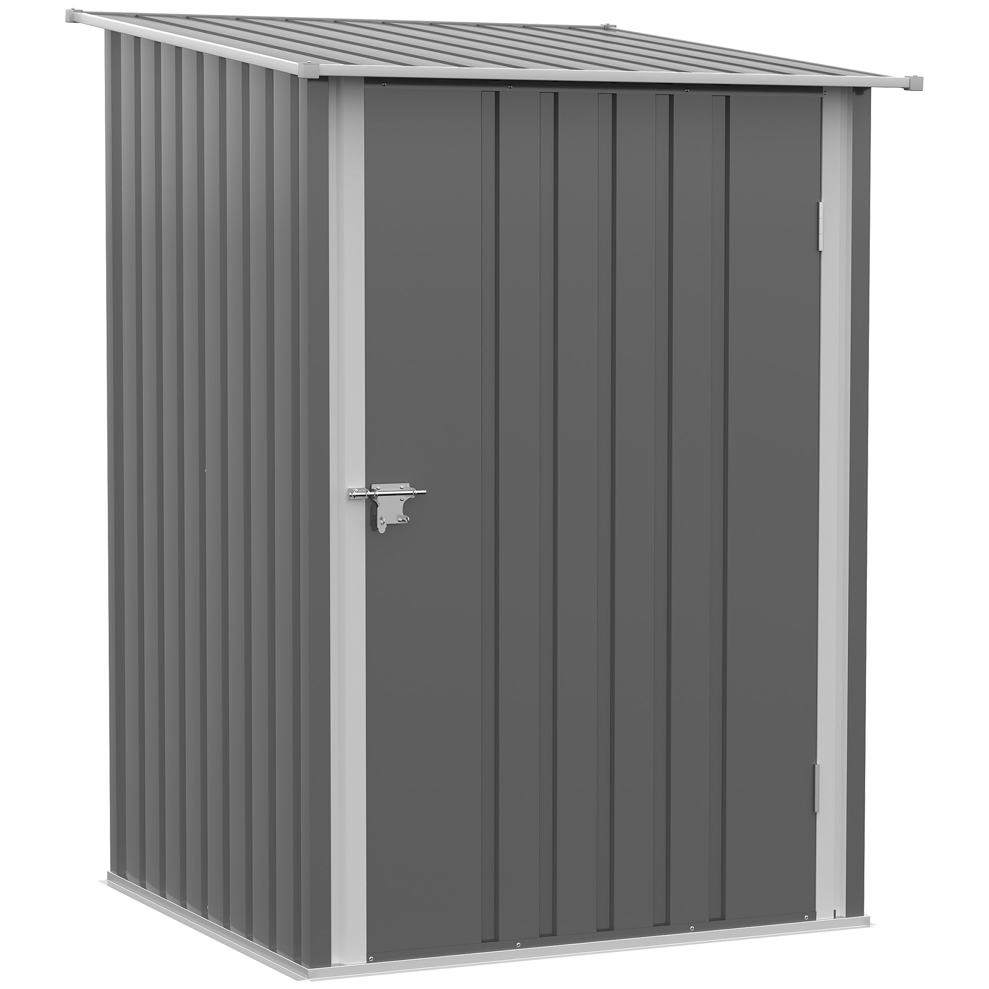Outdoor 3.3' x 3.4' Lean-to Garden Storage Shed, Galvanized Steel Tool House with Lockable Door for Patio