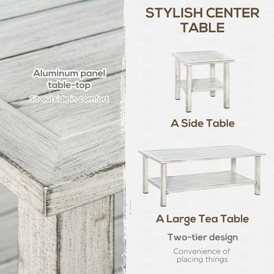 Aluminum Patio Furniture Set, 5 Piece Modern Outdoor Conversation Set with Loveseat Sofa, Chairs, Cushions, Coffee Table & Side Table, Gray
