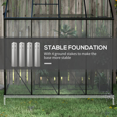 8' x 4' Walk-in Polycarbonate Greenhouse, Lean-to Aluminum Green House with Rain Gutter and Foundation, Black
