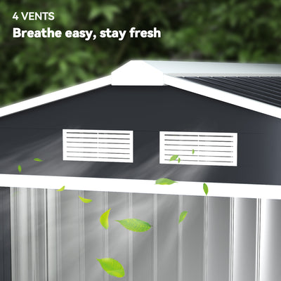 7' x 4' Outdoor Storage Shed, Garden Tool Metal Shed with Foundation Kit, Double Lockable Door, Air Vents and Sloping Roof, for Backyard, Patio, Lawn