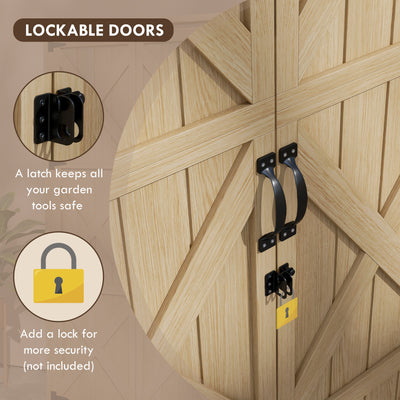 Wooden Outdoor Storage Cabinet Garden Shed with Waterproof Asphalt Roof and Lockable Doors