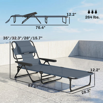 Folding Lounge Chair w/ Reclining Back