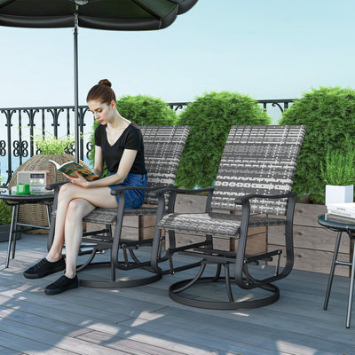 Wicker Rattan Swivel Patio Glider Chair Set of 2, Outdoor Glider Chair with Steel Frame, High Back, Armrests