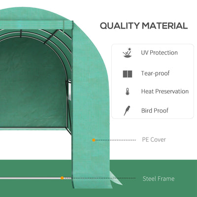 15' x 7' x 6.5' Walk-in Tunnel Hoop Greenhouse, Green House for Outside with PE Cover, Steel Frame, Roll-Up Zipper Door & Windows for Flowers, Vegetables, Tropical Plants, Green