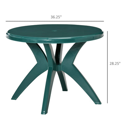 Patio Dining Table with Umbrella Hole Round Outdoor Bistro Table for Garden Lawn Backyard
