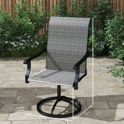 Patio Swivel Chairs Set of 2, High Back Patio Dining Chairs with All-Weather Mesh for Backyard, Lawn, Garden