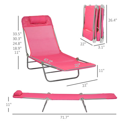 2 Piece Folding Chaise Lounge Chairs, Pool Sun Tanning Chairs with Reclining Back, Breathable Mesh Seat