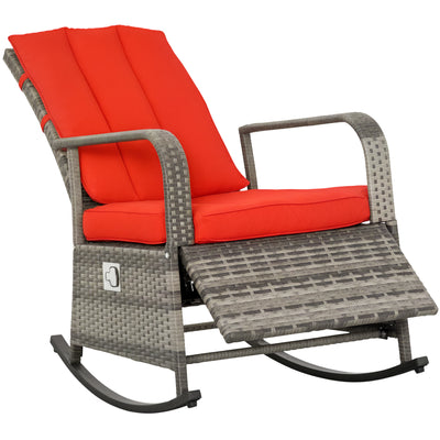 PE Rattan Rocking Recliner with Footrest