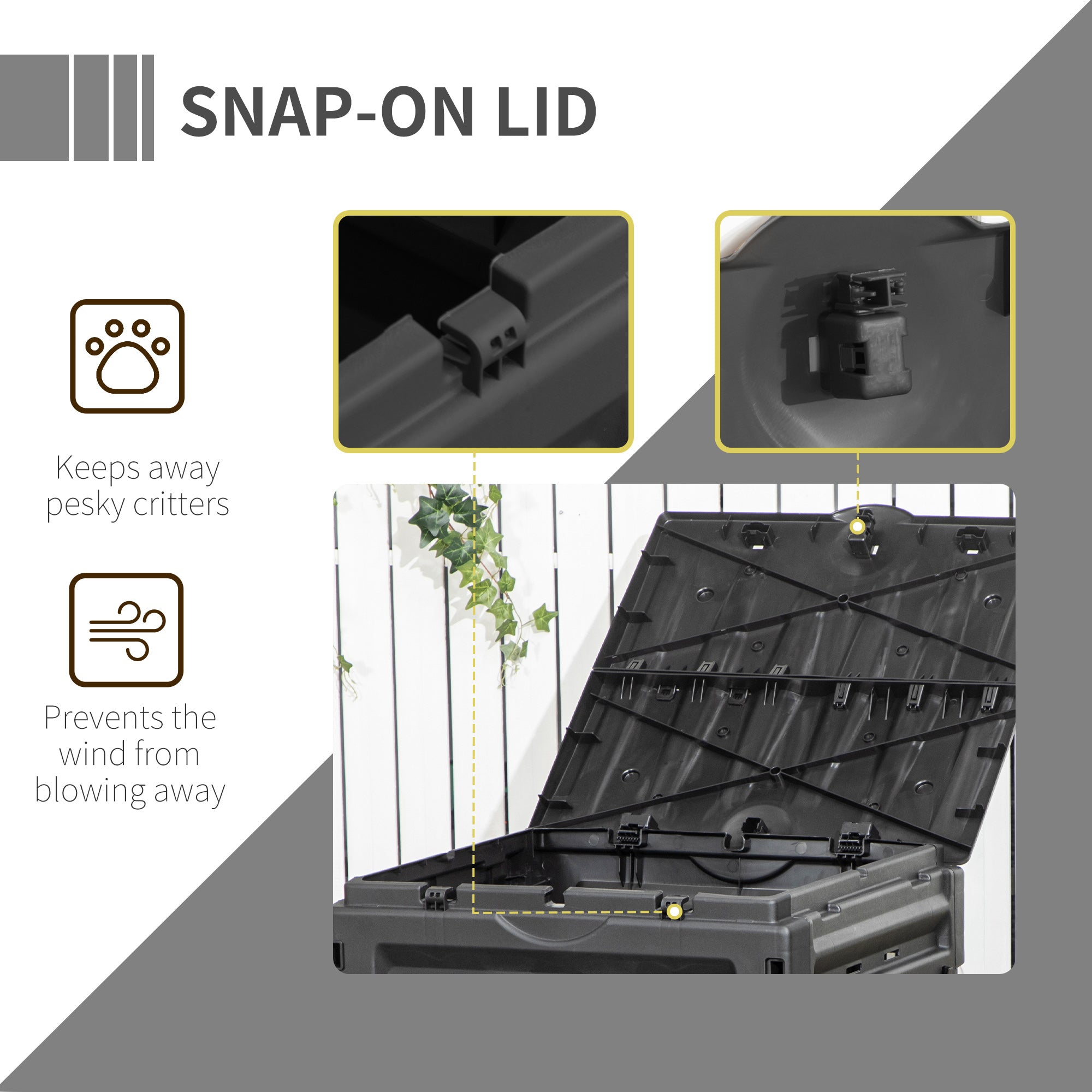 Garden Compost Bin, 120 Gallon (450L) Garden Composter, BPA Free, with 80 Vents and 2 Sliding Doors, Lightweight & Sturdy, Fast Creation of Fertile Soil