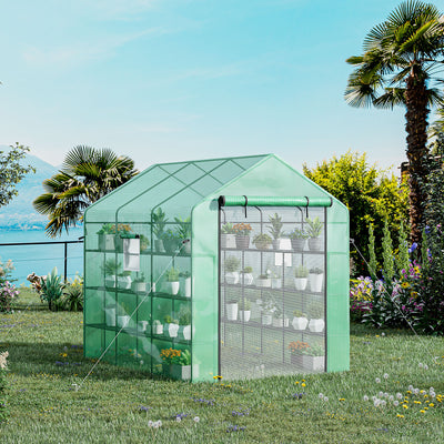 8' x 6' x 7' Temporary Greenhouse for Growing Flowers with Mesh Door & Windows